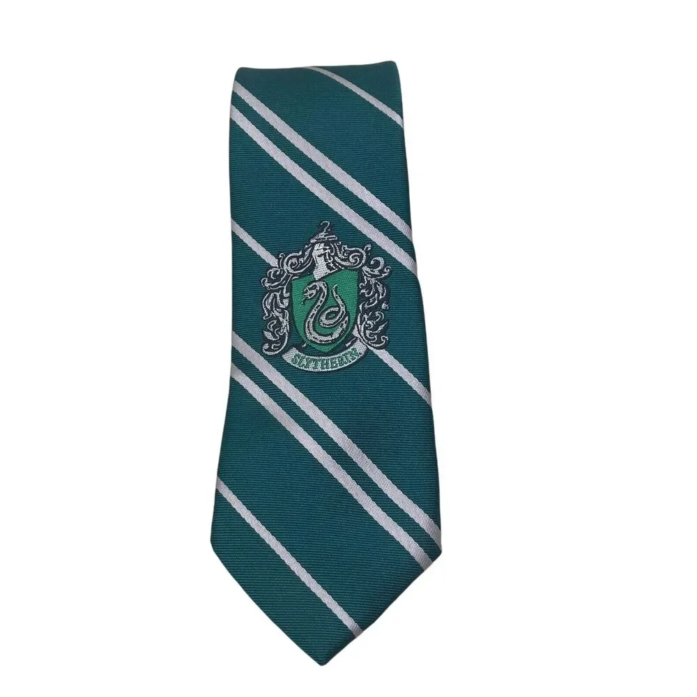 Harry Potter Tie Slytherin Green Gray Striped 100% Microfiber